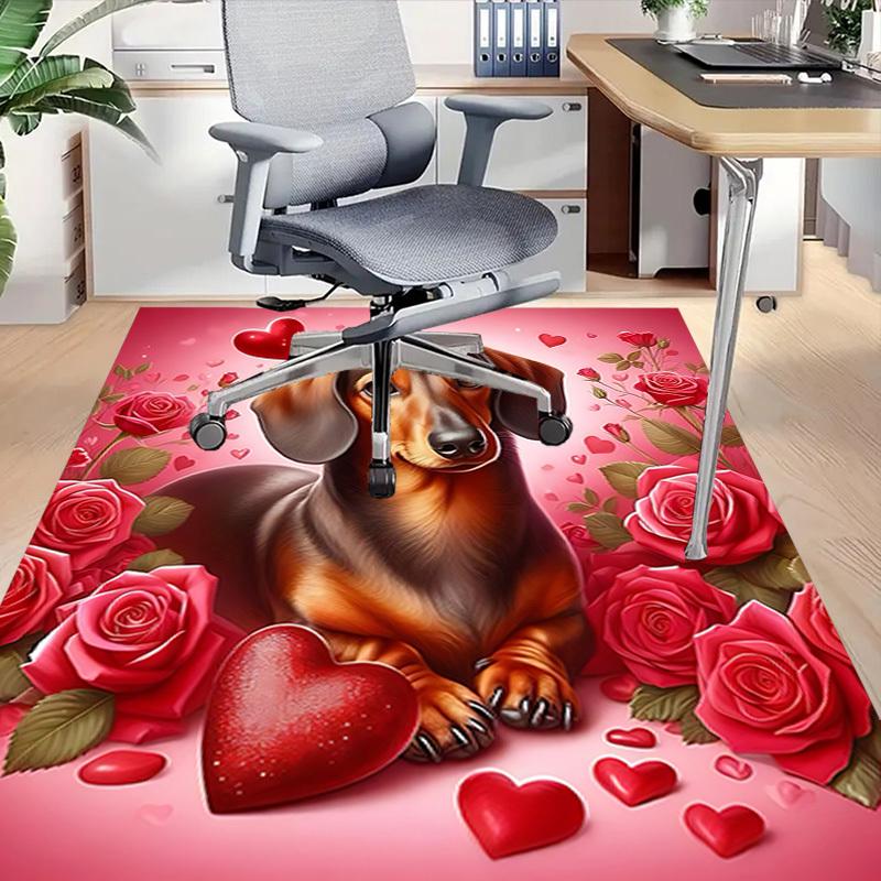 1 pièce Teckel Cœurs Extra Large Tapis de Sol Antidérapant, Bureau, famille, chambre à coucher Grand Tapis Tapis d'Intérieur, Couleurs Vibrantes