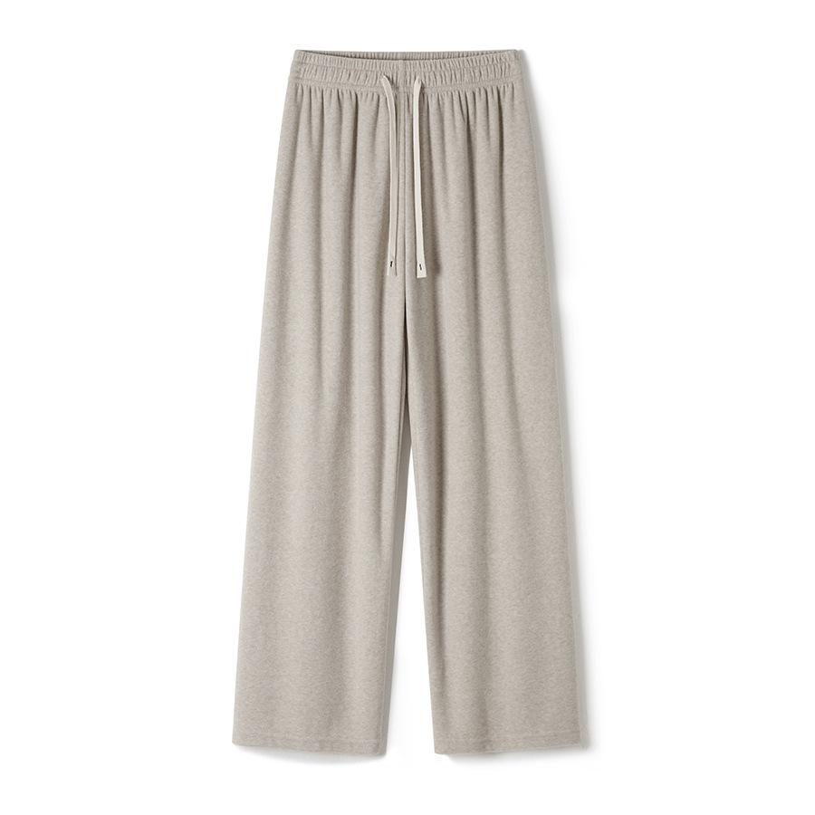Autumn and Winter Towel Pants Thickened High-waisted Gray Straight-leg Pants Lace-up Fluffy Wide-leg Pants Versatile Drape Pants Sweatpants