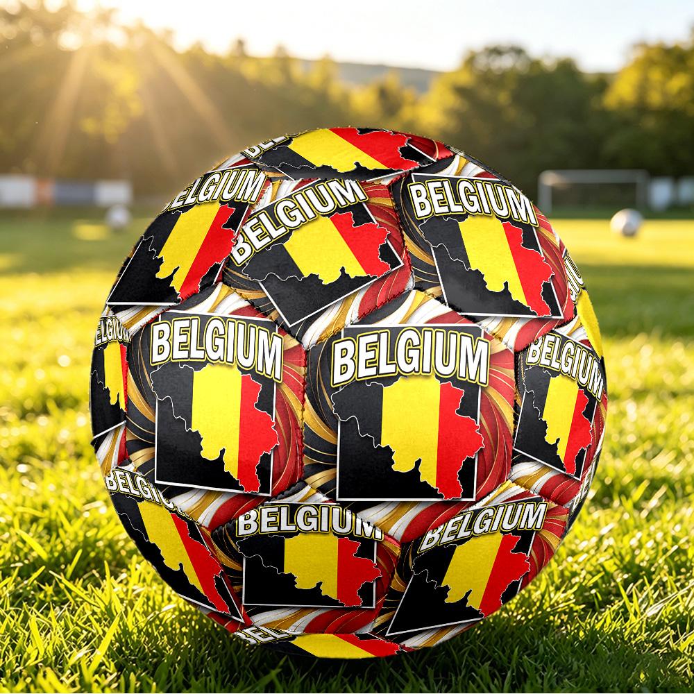 Balón de Fútbol de Bélgica Estampado Tamaño 5 Resistente al Desgaste Estándar para Entrenamiento de Adultos Regalo para Aficionados para Partido Deportivo en Interiores y Exteriores