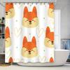 Adorable Orange Fox Shower Curtain For Bathroom Decor Kid'S Cartoon Animal Print Waterproof Fabric Hanging Rings Included