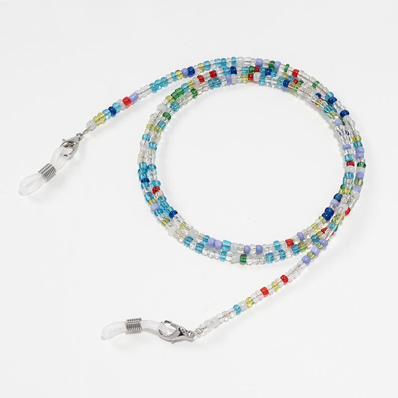 Colorful Rice Bead Glasses Chain Beaded Eyewear Lanyard Woman Face-Mask Strap Neck Cord Anti-Drop Sunglasses Holder Rope
