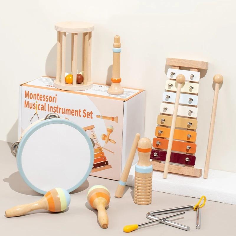 Educational Baby Musical Instruments Montessori Wooden Toys,Percussion Xylophone Set for Toddlers,Preschool Gifts
