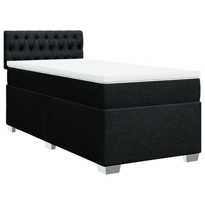 Maison Exclusive - Slatted Bed Base with Mattress Black 90x190 Cm Fabric