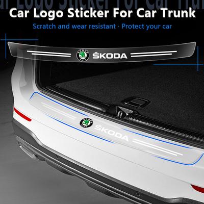 1Pcs Transparent Car Trunk Badge Protective Sticker Car Accessories For Skoda Octavia Superb Rapid Kodiaq Karoq Fabia Kamiq Roomster Citigo