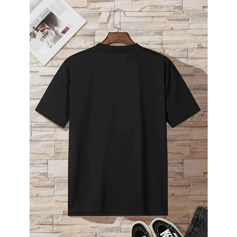 European Sizes Men's Casual T-Shirt, Creative Style Letter Pattern, Short-Sleeved, Stylish and Versatile, In Spring and Summer