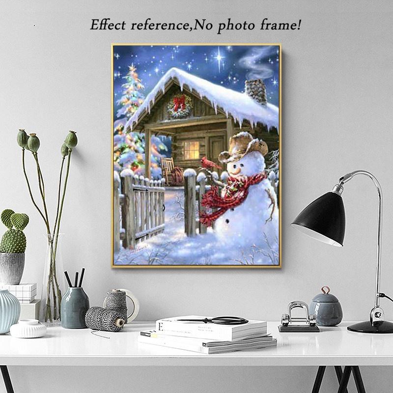Peinture de diamant rond complet de paysage 5D, broderie de diamant à faire soi-même, point de croix, décoration d'hiver pour la maison, cadeau