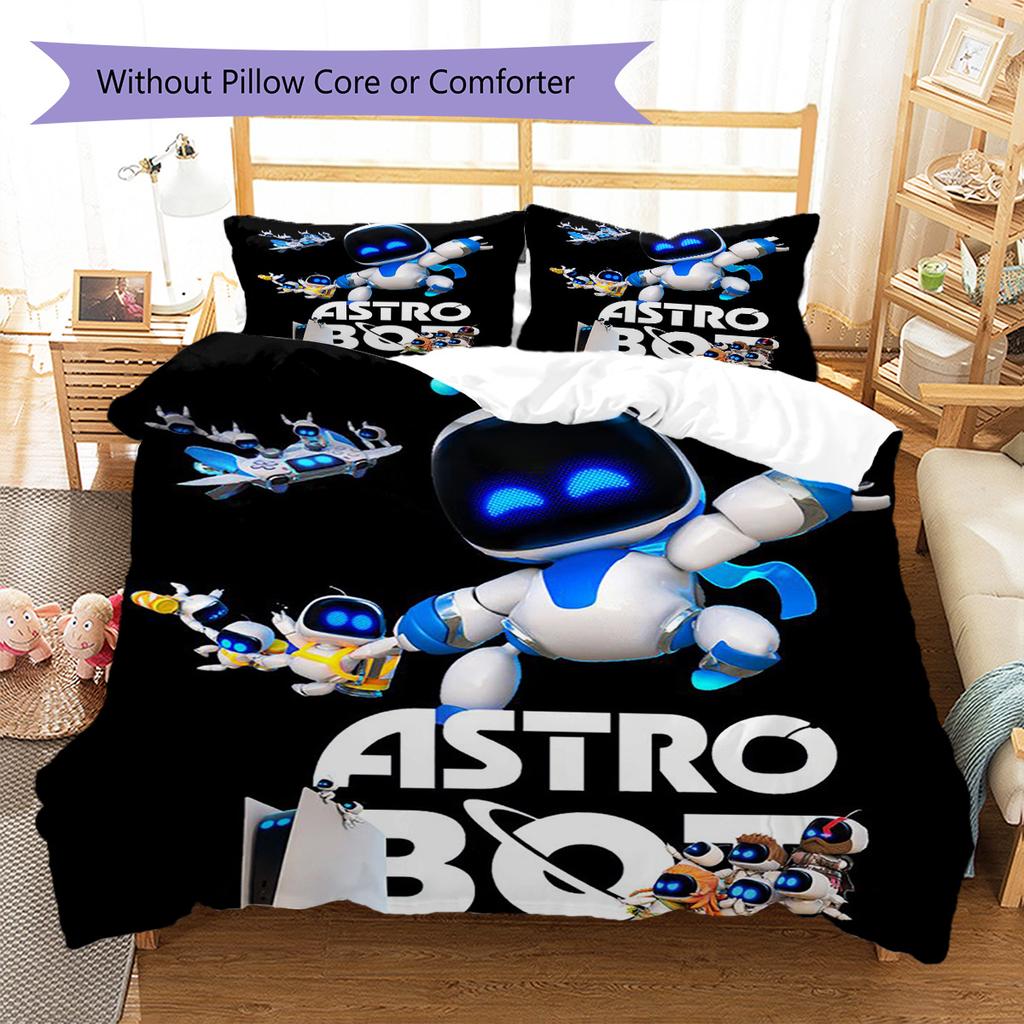 ASTRO BOT Pattern Bedding,Quilt Set Quilt Cover Pillowcase Home Birthday Gift (1 * Duvet Cover + 2 * Pillowcase, Without Core)