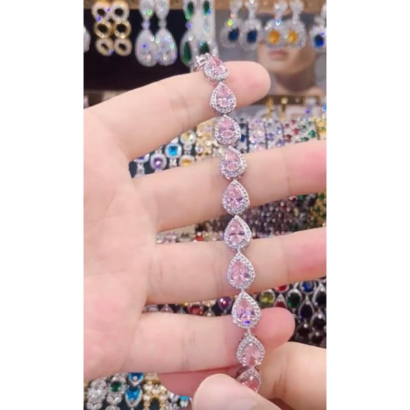 Inlaid Zircon Bracelet Female Korea Small Fresh Artificial Water Drop Gemstone Ladies Colorful Jewelry Bracelet