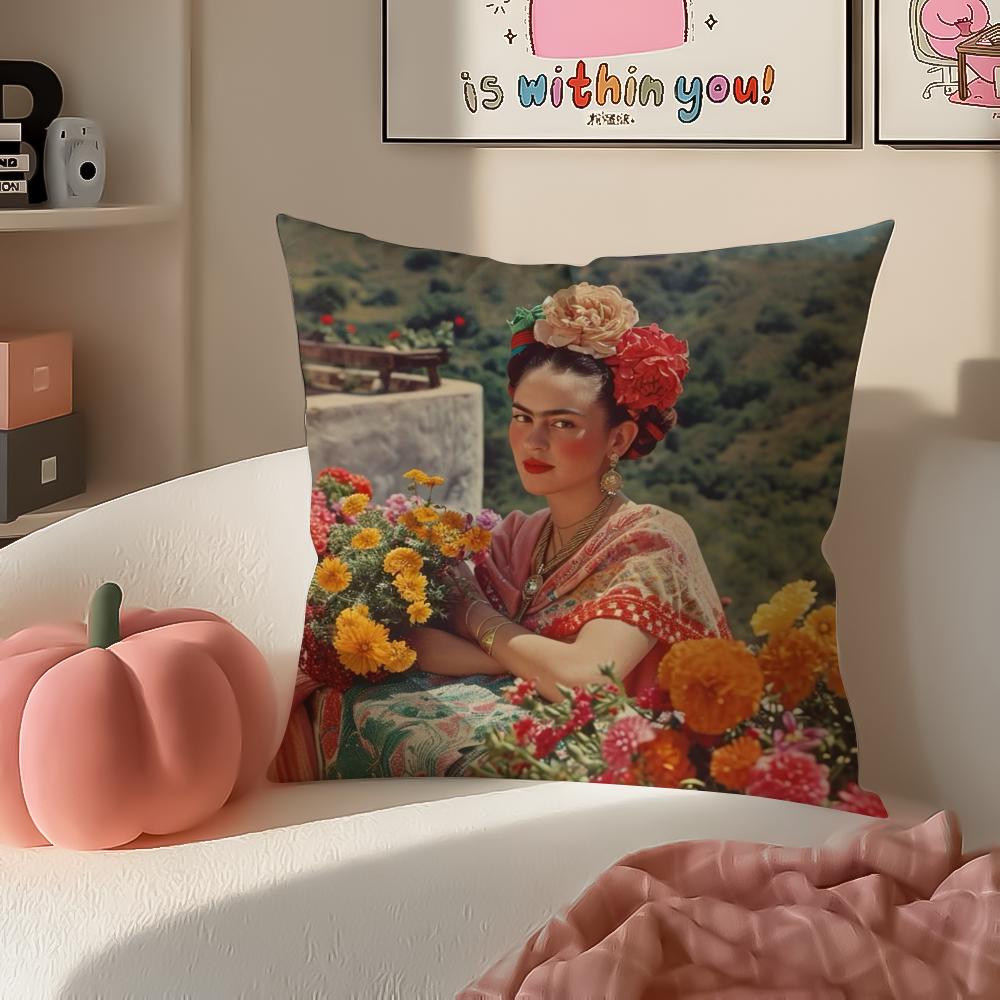 Artistic Painter FFrida KKahlo Cushion Cover Pillowcase Short Plush Invisible Zipper Room Sofa Cushion Cover