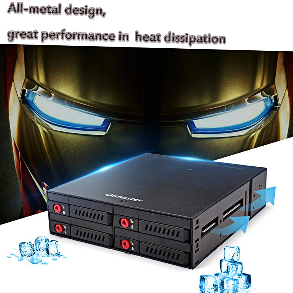 OImaster 4 Bays 2.5 SATA HDD SSD Hard Drive Mobile Rack Backplane with Key Lock Locker Function Support Hot Swap