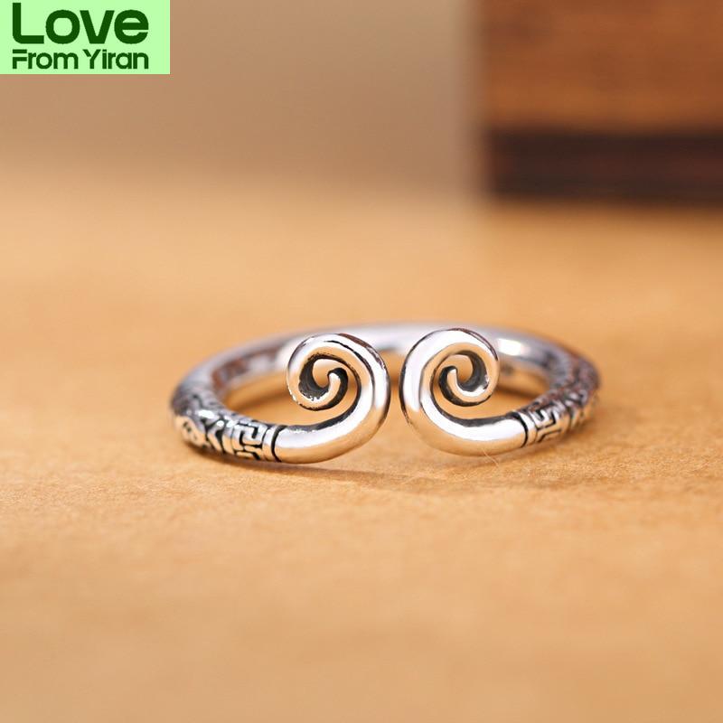 Vintage Design 925 Sterling Silver Rings Adjustable Finger Ring For Women Men Wedding Jewelry Bijoux Femme Bijoux Jz526