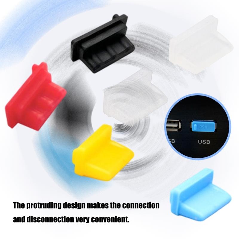 10pcs USB Port Cover Flexible USB Interfaces Dustproof Cap Silicone Protectors for Electronic Devices Dust Plugs