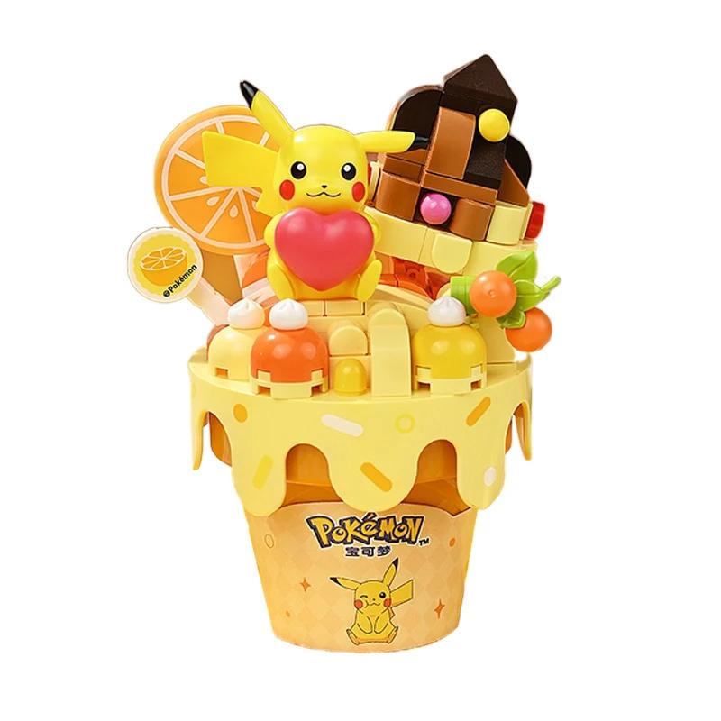 Non-Toxic Pokemon Building Blocks Pikachu Squirtle Jigglypuff Ice Cream Model Diy Bricks Set Desktop Collection Decoration Kids Idea Gifts