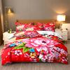Red Big Flower Bedding Set Lovely Duvet Cover Boys, Kid's Quilt Cover Girls Room Gorgeous Bedding King/Queen Duvet Cover Set