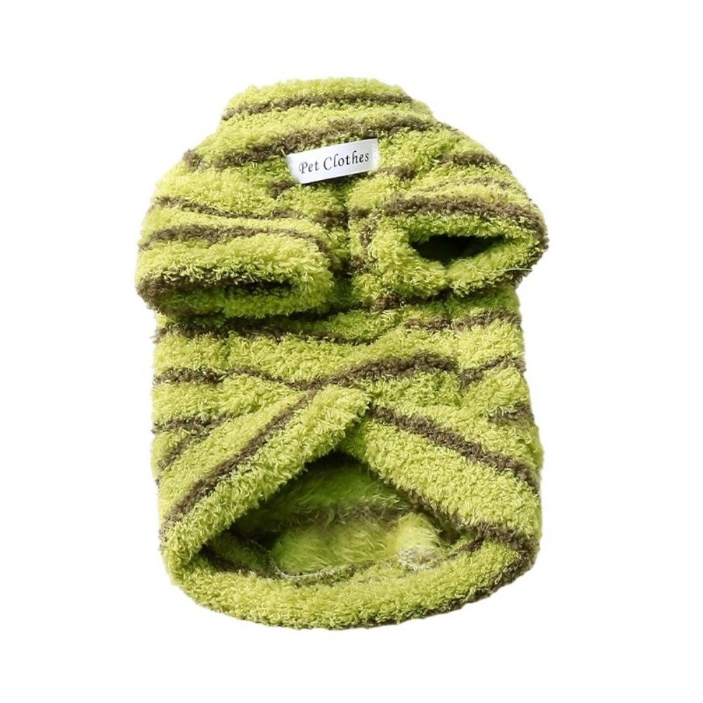 Windproof Dog Warm Clothes Stripes Plush Dogs Coat Fashion Dog Hiking Jacket for Small Medium Dog