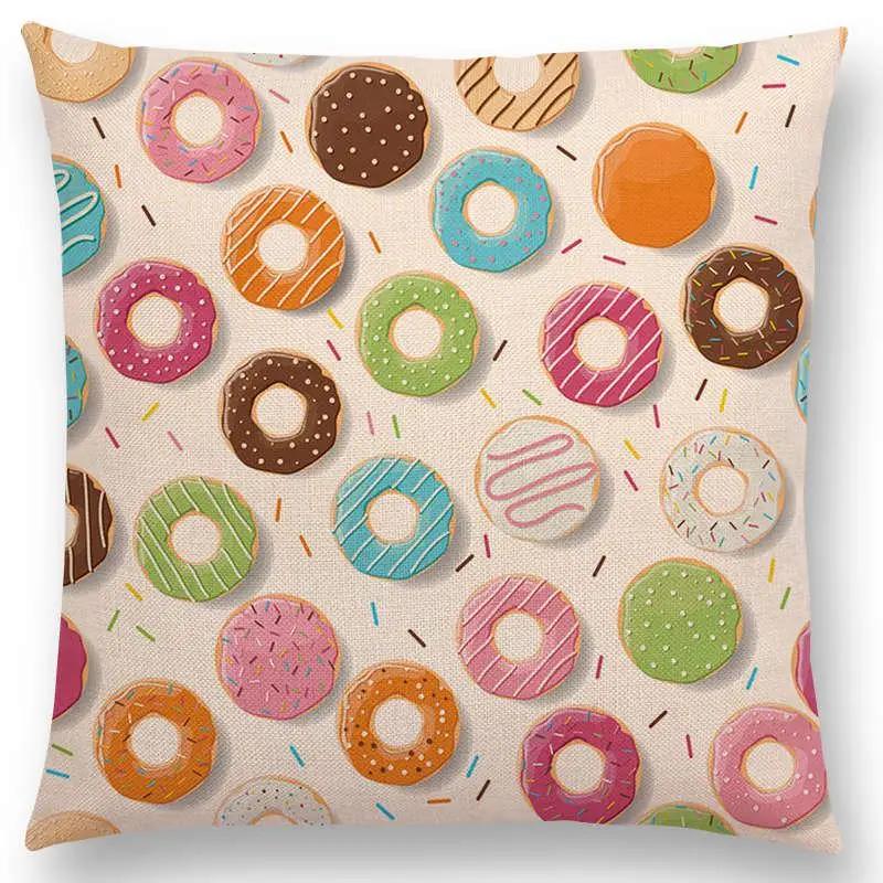 Housse de Coussin Imprimés Colorés Bonbons Chocolat Donuts Joli Motif Glace Couleur Fête Décor Housse de Coussin Déco Canapé