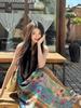 Women's Summer Seaside Floral Maxi Dress - Spaghetti Straps, French Retro Style