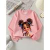 Kids Sweatshirt ,Crew Neck Fashion Top, Fun"Curly Hair Girl with Bows "patterned Sweatshirt for Everyday Casual Wear for All Kinds of Daily Outfits