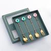 Leeseph Coffee Spoon Fork Set Stainless Steel Little Teaspoons Mini Donut Dessert Ice Cream Tea Sugar Stirrers for New Year Gift