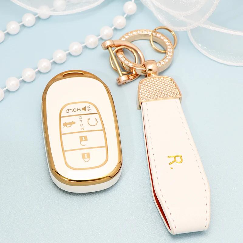 TPU Car Key Case Cover For Honda Civic Accord HR-V CR-V CRV 2021 2022 2023 5Buttons Auto Keychain Shell Fob Holder Accessories