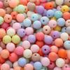 23-500Pcs Acrylic Beads Solid Colored Frosted Round Beads For DIY Bracelet Necklace Jewelry Making Accessories