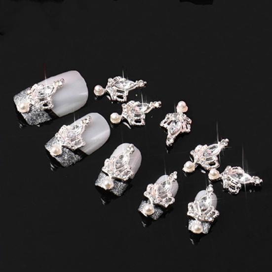 10 Pcs Glitters Stickers Self-adhesive DIY Tips Rhinestone 3D Nail Art Decals Rhinestones Crown Stickers for Women