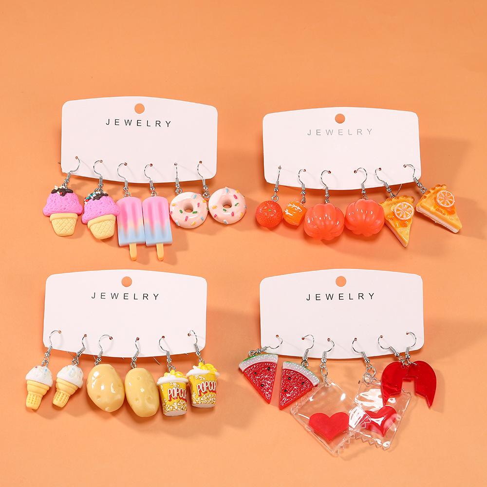 Cartoon 3D Cute Ice Cream Fruit Ear Hook Earrings , Fashion Alloy Earrings for Women , 20 Styles