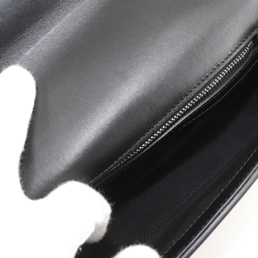 Gucci Bolsa de Ombro Petit GG 739722 Double G 2 Vias Couro Preto Feminina Usada