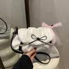 Y2K Sweet Ballerina Inspired Women's Crossbody Bag Fashion Soft Pink Bow Decor PU Leather Shoulder Bag for Commuting, Dating, Casual Outings KTB