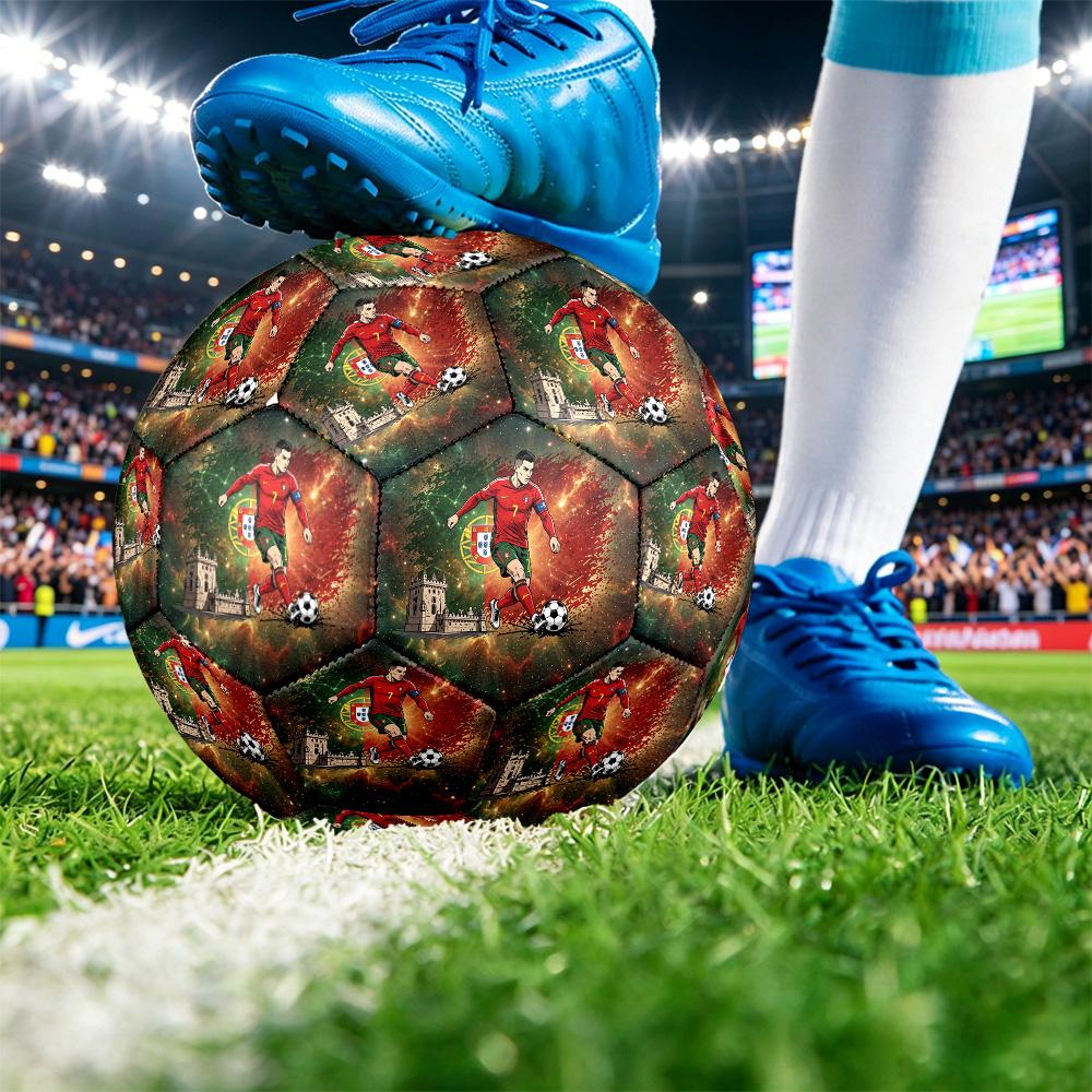 Balón de Fútbol Estampado de Portugal Talla 5 Resistente al Desgaste Estándar Fútbol de Entrenamiento para Adultos Regalo para Aficionados Partidos en Interiores Exteriores Deportes