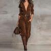 2025 Thickened Long Sleeve Lapel Jumpsuit for Autumn and Winter