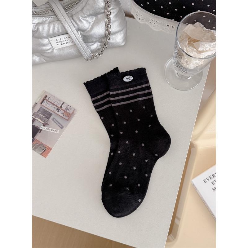 Summer Lightweight Ankle-length Sheer Mesh Patterned Tube Socks, Versatile Long Socks Made of Pure Cotton.