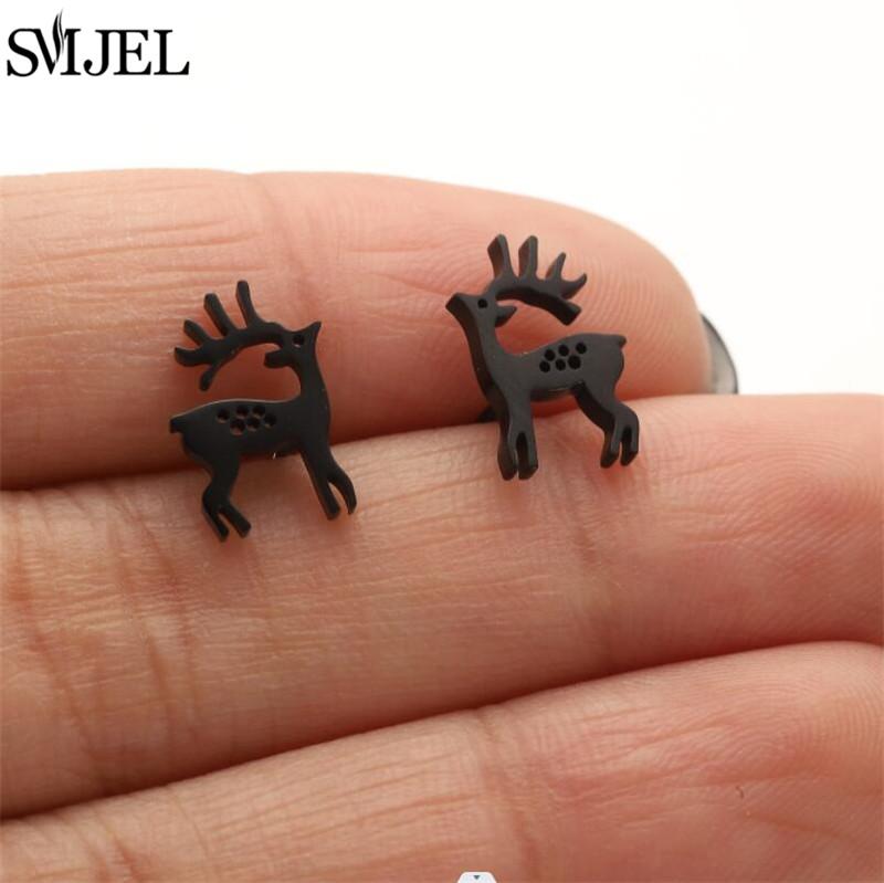 SMJEL Minimalistische Zilverkleurige Hertenhoorn Oorbellen Dames Kerst Sieraden Leuke Eland Gewei Oorknopjes Unieke Tak Oorbellen