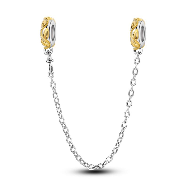 Original 925 Silver Gold Series DIY Charms Beads Inlaid Zirconium Sun Leopard Pendants Fit Bracelet DIY Jewelry Making