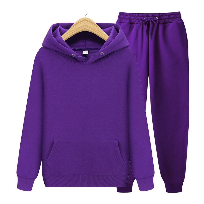 Herr vår & höst avslappnad sport hoodie set - Mode trend enfärgad