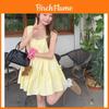 French Style Sleeveless Ruffle Dress With Uneck For Summer Women