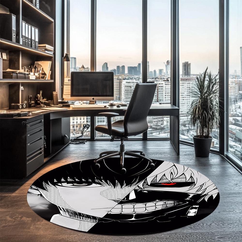 Tokyo Ghoul Printed Round Rug Carpet Chair Rug Area Rug Entryway Doormats,for Office Chair Living Room Bedroom Kitchen Room.