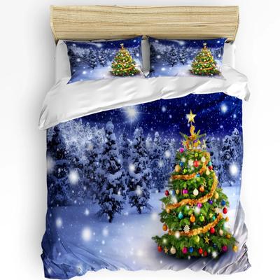 Husă de Plapumă cu Glob de Brad de Crăciun Set de Lenjerie de Pat pentru Pat Dublu Textile de Casă Husă de Plapumă Fețe de Pernă Set de Lenjerie de Pat pentru Dormitor (Fără foaie)