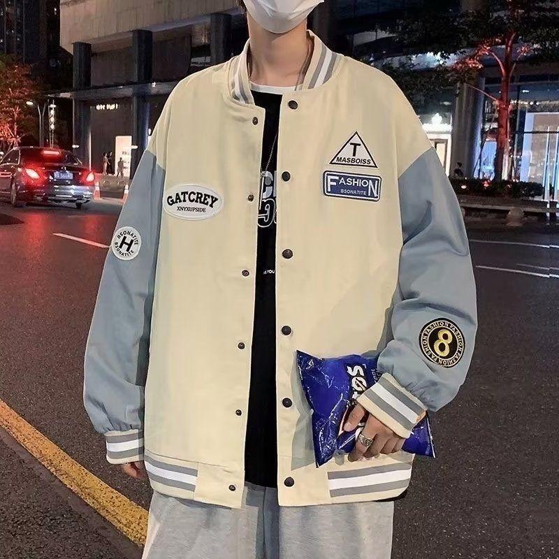 American Printed Baseball Jacket Men's and Women's Spring and Autumn New Trendy Brand Versatile Youth Student Sports and Leisure Jacket