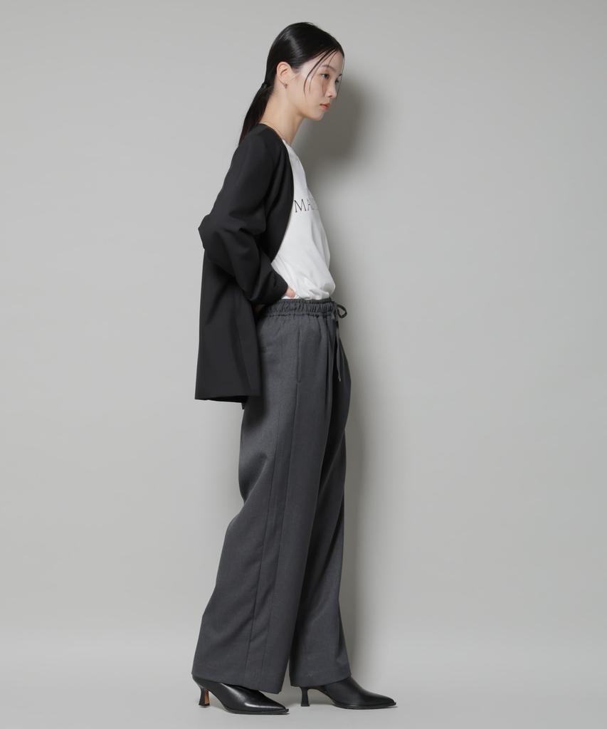 Nano Universe Polyester Drawstring Pants with Side Stripes Be Paired with Other F 023 Charcoal Women's Wool-Like (Can Items) 673-5227317
