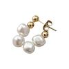 Baroque Imitation Pearl Earrings for Women, Gold Daily Wear Earrings, New Versatile Ear Accessories, Unique Design