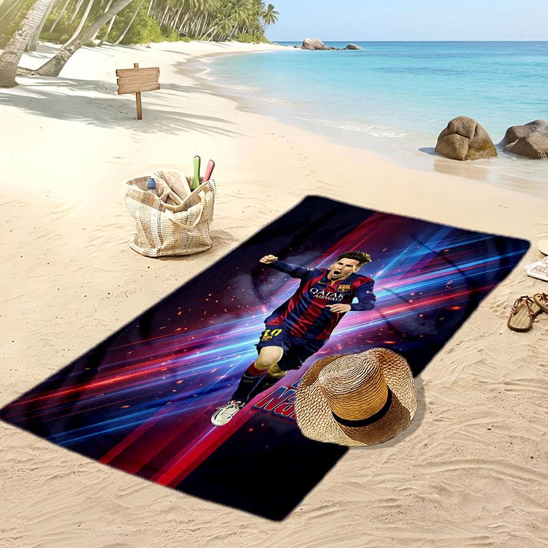 Lionel Messi Personalisierter Bedruckter Strandtuch Fußball Logo Unterstützung Benutzerdefinierter Name Text Saugfähiges Handtuch Für Sport Reisen Besonderes Geschenk