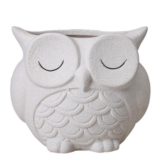 Cute Owl Planter Plant Pot with Drainage Hole Ceramic Decorative Planter for Succulents Small Aloe Home Office Desktop