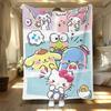 Sanrio Cartoon Print Throw Blanket Soft Cozy Nap Blanket for Sofa Bed Camping Travel Ideal Festival Birthday Gift for Kids
