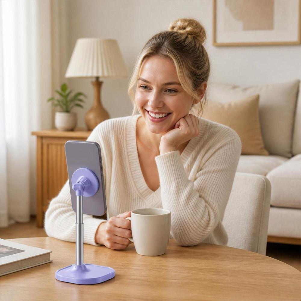 Rotating Mount Mini Phone Stand Adjustable Height Magnetic Phone Stand Video Watching