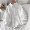 Shirts Women White Turn Down Collar Preppy Chic Korean Fashion Simple Summer Blouse