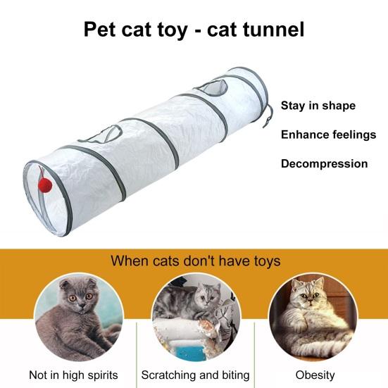 Túnel para gatos de juguete en forma de S, en forma de T, en forma de Y, recto, plegable, interactivo, túnel para mascotas con pelota de juego, fácil de plegar y llevar, laberinto de casa de juegos interior