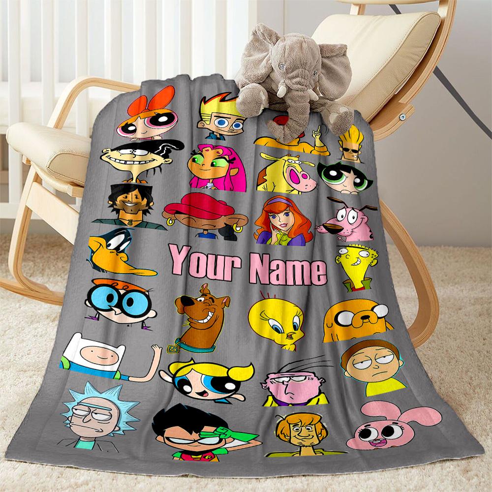 Cartoon Character Collage Blanket Soft Warm Cozy Suitable for Bed Office Sofa Four Seasons Universal Modern