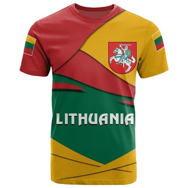 Tricou cu imprimeu 3D cu drapelul Lituaniei pentru bărbați cu model emblema națională lituaniană Treninguri cu mânecă scurtă Îmbrăcăminte de exterior Tricouri de stradă haine pentru bărbați