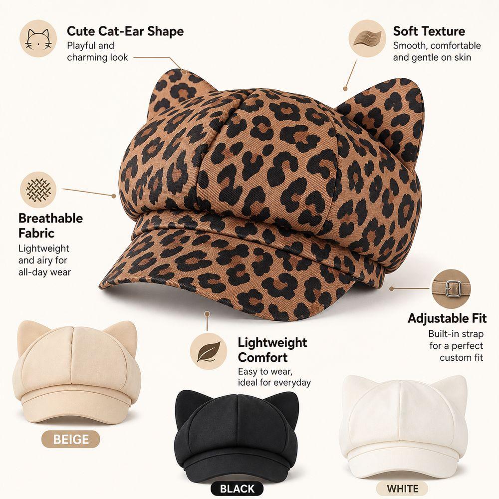 Anti-UV Cat Ear Hat Adjustable Painter Hat Fashion Newsboy Hats  For Women